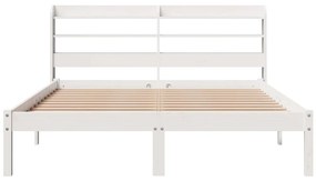 Cama sem colchão 135x190 cm madeira de pinho maciça branco