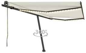 vidaXL Toldo automático com LED e sensor de vento 450x350 cm cor creme