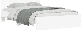 Estrutura de cama com cabeceira e luzes LED 135x190 cm branco