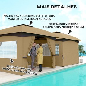 Tenda de Jardim 3,35x3,35 m Tenda de Exterior com Teto Duplo Paredes L