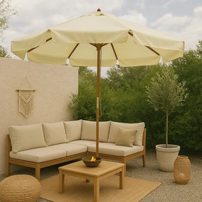 Guarda-Sol de Jardim Cannes – Ø325x250 cm – Creme – Madeira com Teto V