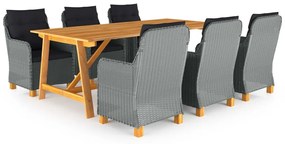 vidaXL 7 pcs conjunto de jantar para jardim cinzento-claro