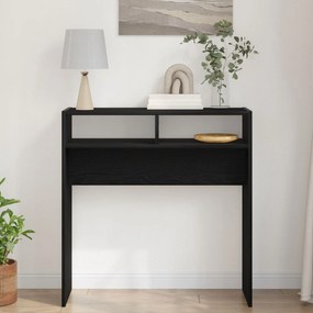 Mesa Console de Carvalho Preto - 78x30x80 cm - Feita de Madeira Engenh