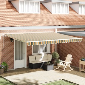 Toldo Retrátil Manual vidaXL Verde e Amarelo 450x350 cm