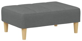 Sofá-cama de 2 lugares c/ apoio de pés tecido cinzento-escuro