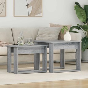 vidaXL Conjunto de Mesas de Café 2 pcs Cinza Sonoma Madeira processada