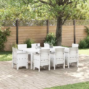 vidaXL Conjunto de Jantar de Jardim 9 pcs Branco Vime