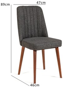Cadeira Vina – Noz e Antracite – 47x89x46 cm