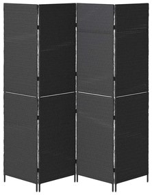 Divisória de Ambiente vidaXL 4 Painéis Dobrável Preto 195x180 cm Polí