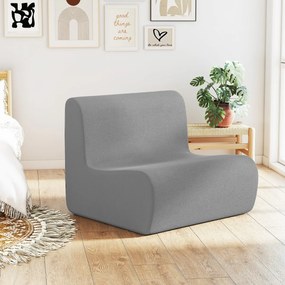 Sofá de chão com veludo macio 84 x 82 x 69 cm e apoio ergonómico confortável um único assento para leitura cinzento