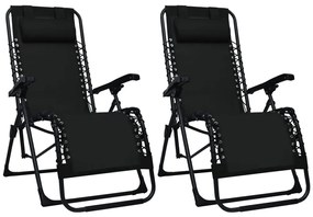 vidaXL Cadeiras de pátio dobráveis 2 pcs textilene preto