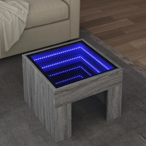 Mesa de centro luzes LED Infinity 40x40x30 cm cinzento sonoma