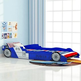 244465 vidaXL Cama carro de corrida para crianças 90x200 cm azul