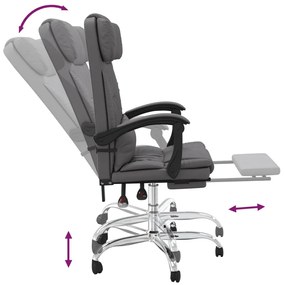 Cadeira massagens escritório reclinável couro artificial cinza