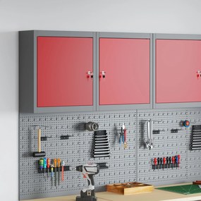Armário de Ferramentas VidaXL Montado na Parede Vermelho 50x20x55 cm A