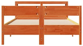 Cama sem colchão 150x200 cm madeira pinho maciça castanho-mel