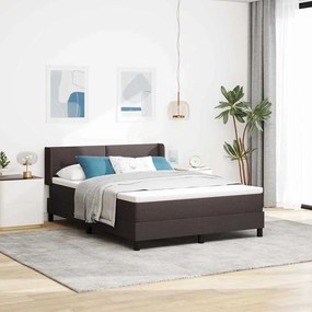 vidaXL Cama Box Marrom Escuro 140 x 200 cm Tecido e Espuma