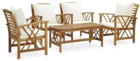 5 pcs conjunto lounge de jardim com almofadões acácia maciça