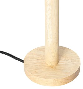 Candeeiro de Mesa Madeira com Abajur de Veludo Taupe 35cm - Mels Rústico ,Clássico / Antigo