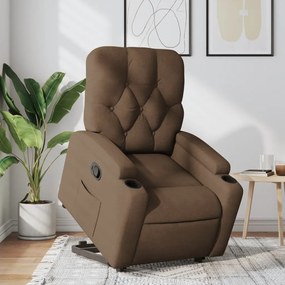 vidaXL Poltrona reclinável elevatória tecido castanho