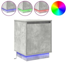 Mesas de cabeceira com luzes LED 2 pcs Cinza Concreto 39x34,5x50 cm
