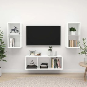3 pcs conjunto de móveis de TV contraplacado branco