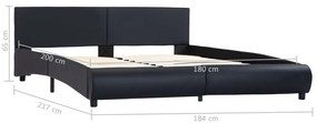 Estrutura de cama c/ LED 180x200 cm couro artificial preto