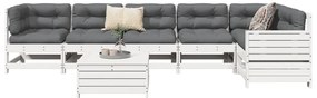7 pcs conjunto de sofás para jardim pinho maciço branco