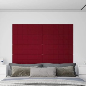 vidaXL Painel de parede 12 pcs 90x30 cm veludo 3,24 m² vermelho tinto