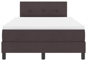 Cama Box Spring com Colchão &amp; LED Marrom Escuro 120x190 cm Tecido