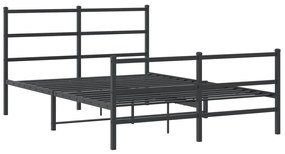 Estrutura de cama com cabeceira e pés 140x200 cm metal preto