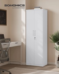 Armário de arquivo com portas duplas e 5 níveis 40 x 60 x 180 cm Cinzento