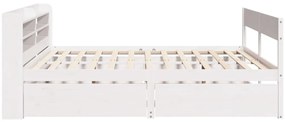 Cama sem colchão 160x200 cm madeira de pinho maciça branco