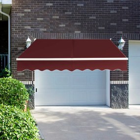 Toldo retrátil 245 x 200 cm com manivela manual em poliéster impermeável, marquise em alumínio para porta de parede ou janela Cor de Vinho