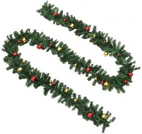 Grinalda de Natal com enfeites 4 pcs 270 cm PVC verde