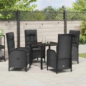 Conjunto de Jantar para Jardim 5 Peças em Rattan Sintético Preto