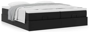 Estrutura de cama otomana com colchões pele artificial preta