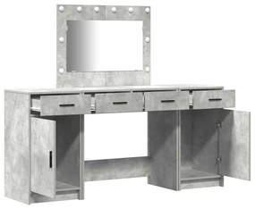 Conjunto de 3 Peças de Mesa de Maquiagem com LEDs em Madeira de Engenh