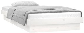 Estrutura cama c/ LED solteiro 75x190 cm madeira maciça branco