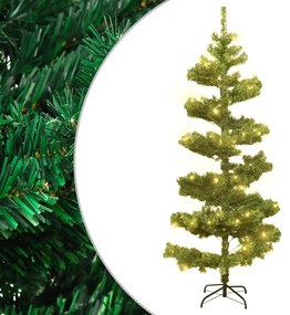 vidaXL Árvore de Natal rotativa pré-iluminada + suporte PVC verde