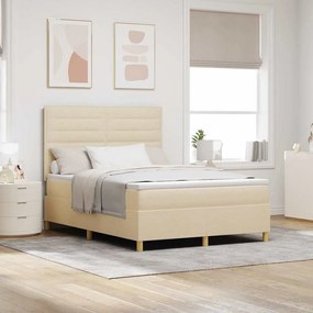 vidaXL Cama Box com Colchão Creme 140x190 cm Tecido