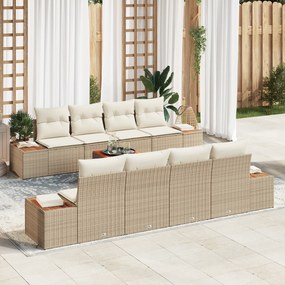 Conjunto de Sofá de Jardim vidaXL com Almofadas Bege Vime PE Acácia
