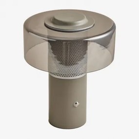 Lâmpada De Mesa Led Sem Fios Para Exterior Em Vidro E Ferro Elfriede Cinzento Taupe Claro - Sklum