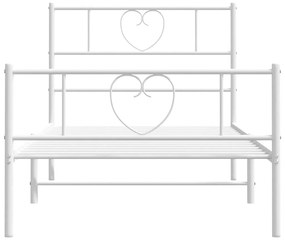 Estrutura de cama com cabeceira e pés 100x200 cm metal branco