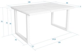 Mesa de sala de jantar | 6 pessoas | 140 | Robusto e estável graças à sua estrutura e pernas sólidas | Ideal para reuniões familiares | Branco | Estil