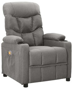 vidaXL Poltrona de massagens tecido cinzento-claro