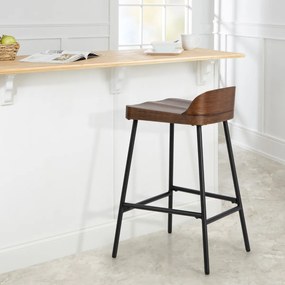 Banco de Bar Alto Banco de Bar 62 cm com Assento e Encosto Cadeira de Altura de Bar Industrial para Sala de Jantar Cozinha Castanho