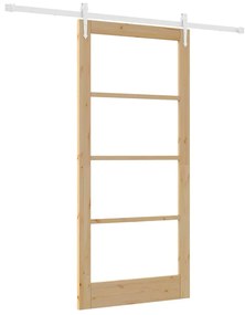 Porta Deslizante com Conjunto de Ferragens 93x202 cm Madeira de Pinho