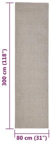 Tapete sisal natural 80x300 cm cor areia