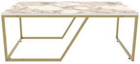 Mesa de Café Wendy - Branco e Dourado - 120x60x48cm